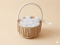 flettet-blomsterkurv-bryllupskurv-hvid-risposer-bryllup